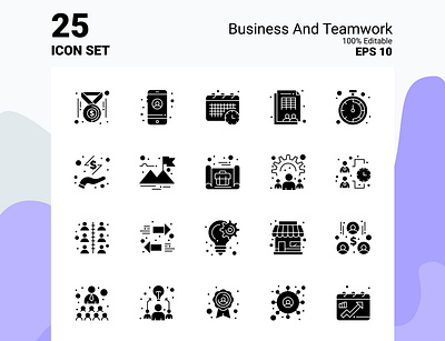 Business and Teamwork Solid Icon set business glyph icon set solid teamwork