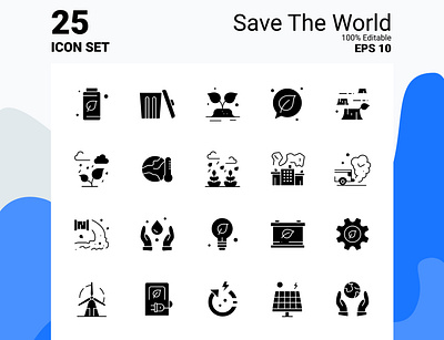 Save The World Solid Icon Set