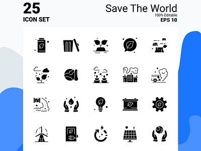 Save The World Solid Icon Set