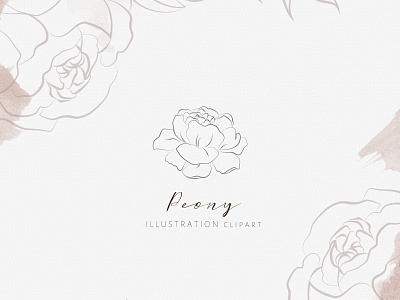 Peonies Illustration clipart design drawing feminime floral clipart flower handrawn icon illustration illustrator line art logo minimalist peonies peony romantic sketch vector wedding wreath