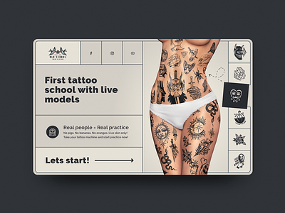 Tattoo school concept clear desktop ink inked landing light logo mainpage school tattoed tattoo tattoo art uidesign uiux uiuxdesigner ux webdesigner