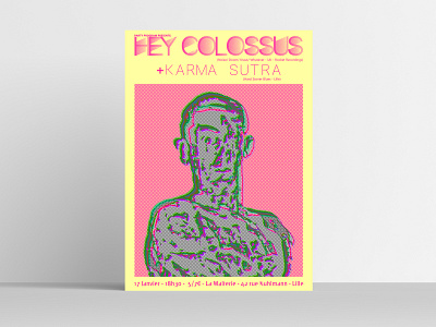 Hey Colossus / Karma Sutra poster half tone music portrait poster psychedelic rock stoner