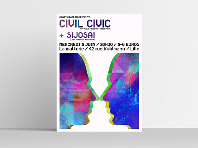 Civil Civic / Sijosaï poster figurative geometic minimalism music poster symmetric texture