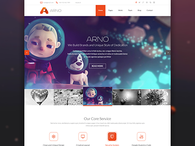 Arno Web Design Template agency application business clean colourful launching metro photography portfolio professional team unique
