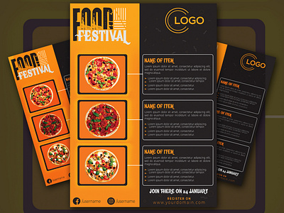 Food Festival Flyer Design 300dpi amazing awesome best concept black branding business businessflyer clean cmyk colorful creative design festiva food logo pdf print ready psd yellow