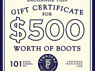Gift Certificate 500 certificate typography