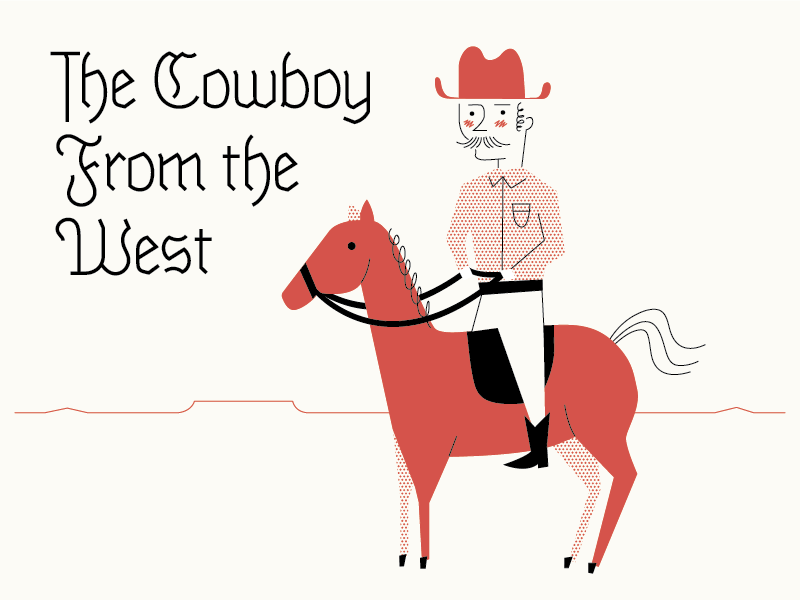 Illos & Type monoline blackletter horse cowboy illustration typography
