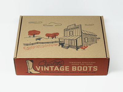 Vintage Boot Box cow cowboy boots illustration script typography western