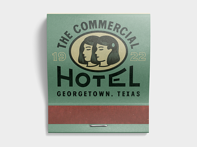 Commercial Hotel branding georgetown hotel illustration matchbook profile sisters texas type