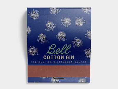 Bell Cotton Gin branding cotton farming illustration logo matchbook script typography
