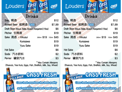 Table Tent Drinks Menu Design Korean BBQ Place