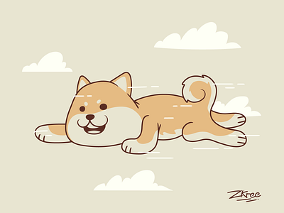 To the sky design dog illustration logo retro shiba vector