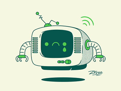 Sad TV bot design illustration retro sad tv vector