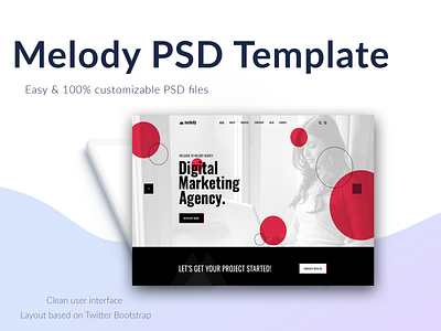 Melody - Digital Services Agency PSD Template business card mockup design grapgic design interaction design psd psd design typography ui ui ux design ux ux design
