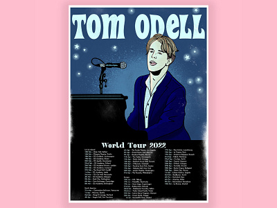 Tour Poster Design for Tom Odell band band design graphic design illustration illustrator merchandise nostalgia piano procreate tom odell tour poster