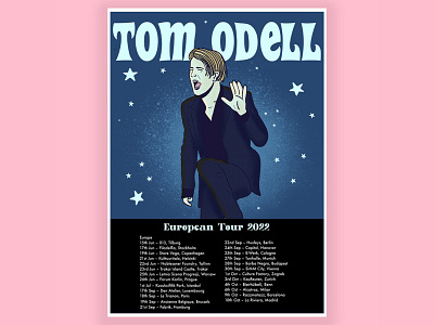 Tour Poster Illustration for Tom Odell band band design design graphic design illustration illustrator merchandise nostalgia procreate tom odell