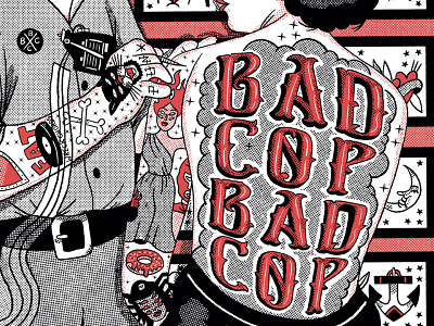T-Shirt Design for Bad Cop/Bad Cop band design graphic design illustration illustrator nostalgia procreate