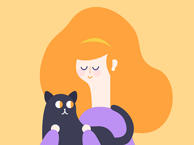 girl with black cat