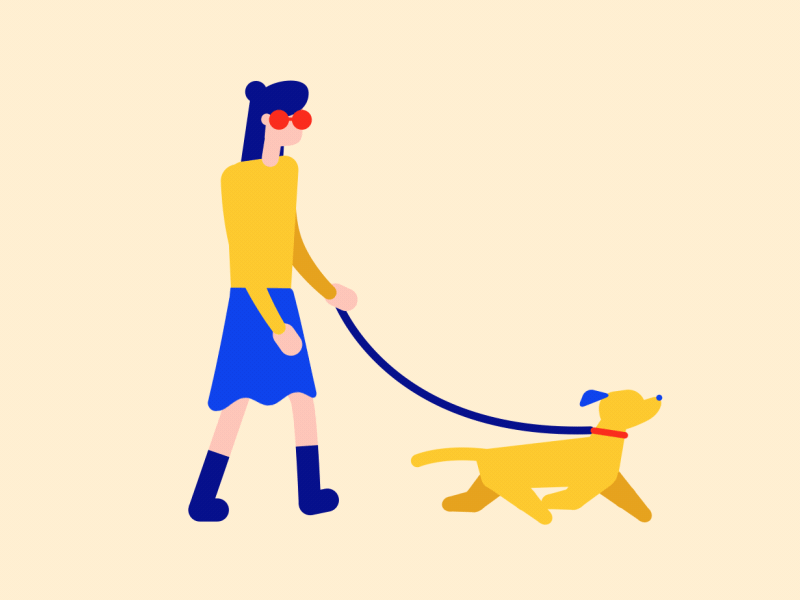 Cool girl and dog aftereffects animation artwork characer charactedesign design dog flat gif girl illustration illustrator loop mograph motion motion graphics vector walkcycle