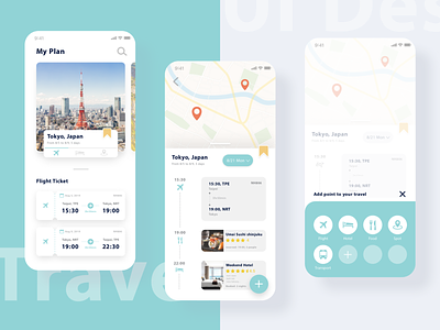 Travel Planner app application combined flights hotels interface design spots travel travel planner travel planner app ui design