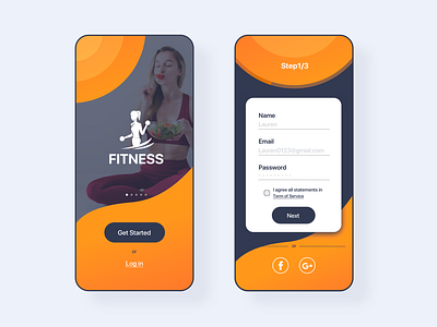 fitness sign up UI