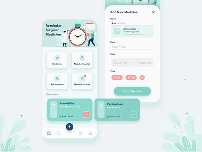 medicine reminder appdesign doctor reservation illustration iphonexs medical records medicalapp medicine medicine app medicine info medicine reminder ui uidesign uiux