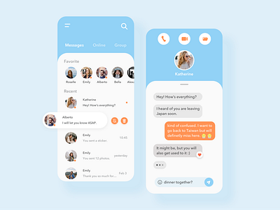 Messanger UI app appdesign chat app chatting clean design creative design dailyui interface design messanger socialmedia ui ui design uiux