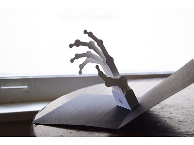 Skeleton Hand Pop Up paper craft paper engineering papercraft pop up skeleton hand