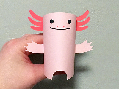 Day 13 axolotl creature monsters paper papercraft paperengineering papertoy the100dayproject toy
