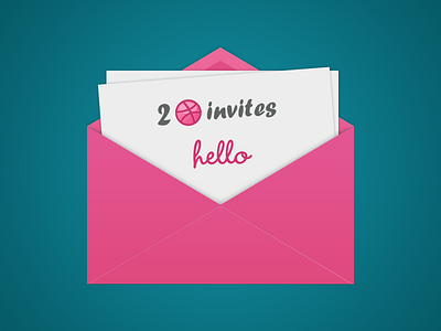Dribbble Invites dribbble envelope giveaway gradient illustration invitation invite invites mail mails photoshop prospect