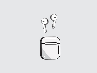 Airpods art design flat icon illustration minimal vector