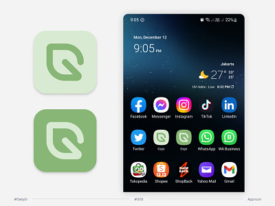 #DailyUI Challenge #005 App Icon - Gojo Recycling Community App android app icon app icon dailyui g leaf logo go green go ijo gojo graphic design icon logo recycling app samsung app icon