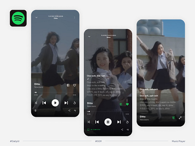 #DailyUI Challenge #009 Music Player - Spotify dailyui ditto kpop mobile app music player newjeans spotify spotify mobile spotify redesign ui ux youtube music