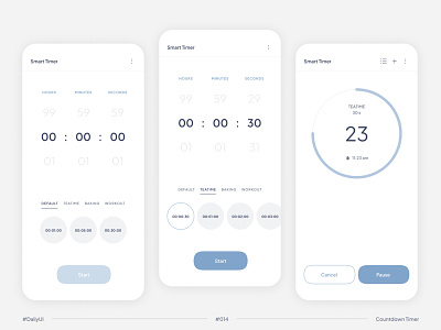 #DailyUI Challenge #014 Countdown Timer With Preset and Custom clock countdown countdown timer dailyui digital timer mobile app mobile timer preset timer ui ux
