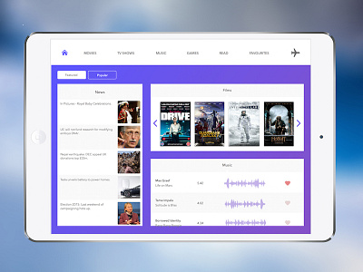 In Flight Entertainment UI app entertainment flight ife in ipad sketchapp ui ux