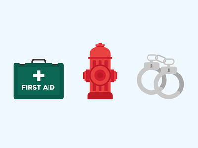 Emergency Services Illustrations 999 emergency services fire hydrant first aid handcuffs illustration medical police