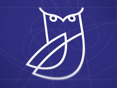 Dribble Owl blue branding clean eyes logo owl