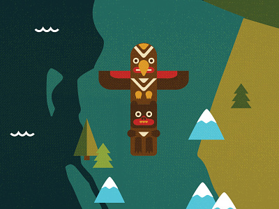 Totem Pole canada icon illustrator map textor vancouver vector