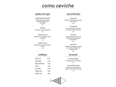 Como Ceviche Menu