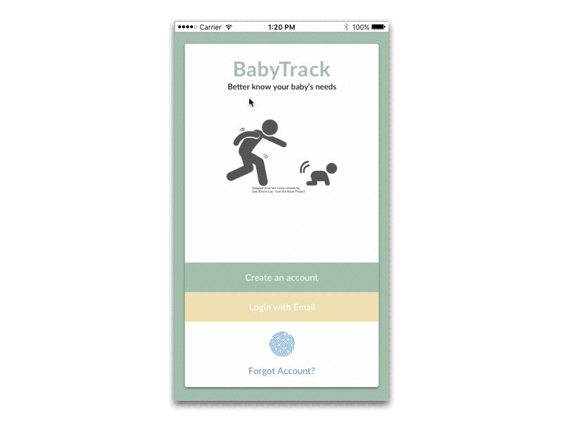BabyTrack Login interaction design ios mobile parents product design ux
