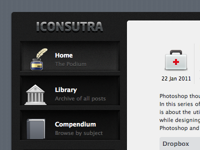 Blog Preview compendium feather first aid kit icons inkpot library ui