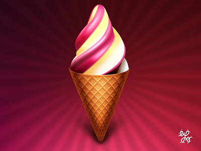 Cremelicious 3d banana icecream icon strawberry vanilla