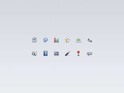Web app icons 16px bargraph customfield diagnostics geoip icons inbox knowledgebase languages livechat mailparser screwdriver star templates