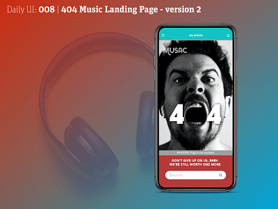 Daily UI: 008 | 404 404 daily 100 challenge daily ui dailyui dailyuichallenge error 404 mobile ui music