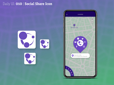 Daily UI 010 | Social Share 010 10 daily ui dailyui dailyuichallenge icon logo map share mobile ui share social share social share button