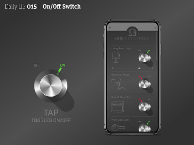 Daily UI 015 | On Off Switch 015 daily 100 challenge daily ui dailyui dailyuichallenge home home control knob mobile ui on off retro switch
