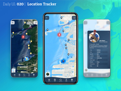 DailyUI 020 | Location Tracker daily 100 challenge daily ui dailyui dailyuichallenge fish fishing location location tracker map mobile ui tracker