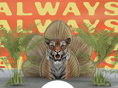 Always Hungry 3d adobe dimension apparel design branding collage collage design design dimensional graphic design illustration layout palms tiger type typography