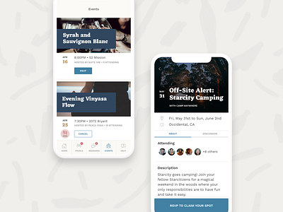 Mobile Events app app branding attendance calendar design event icon mobile product design rsvp ui user centered design user experience user interface ux visual design