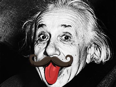 Naughty Einstein :) albert einstein blackandwhite cartoon design einstein funny illustration mustache pentool photoshop tongue vector